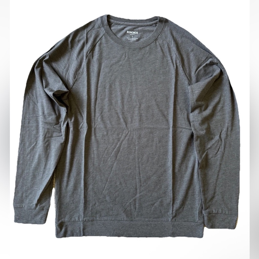 Bonobos Mens Everyday Long Sleeve Tee Soft Crew Neck Slim Fit Small Gray (b) NWT